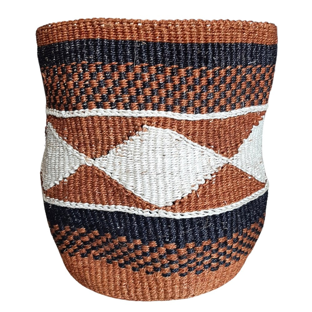 planter woven Multi-Colored Diamond Sisal Woven Decorative Plant Basket