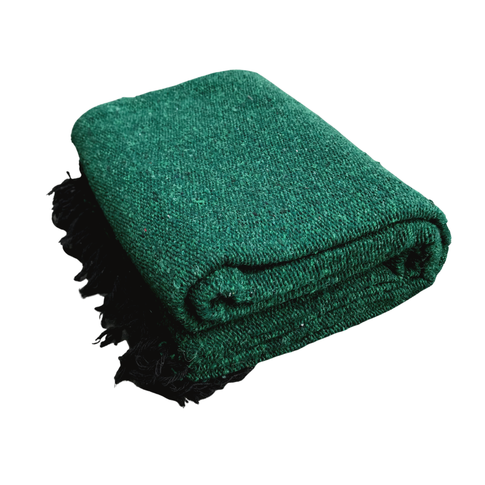 Solid Dark Green Mexican Blanket