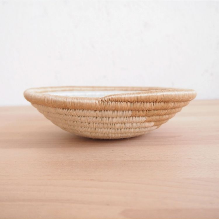 tan and white handwoven small bowl by Amsha