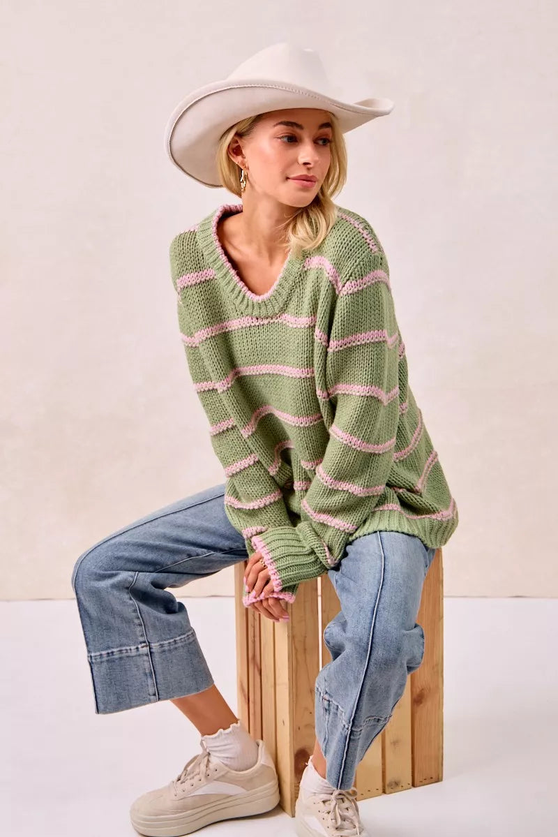 BiBi Striped Long Sleeve Sweater