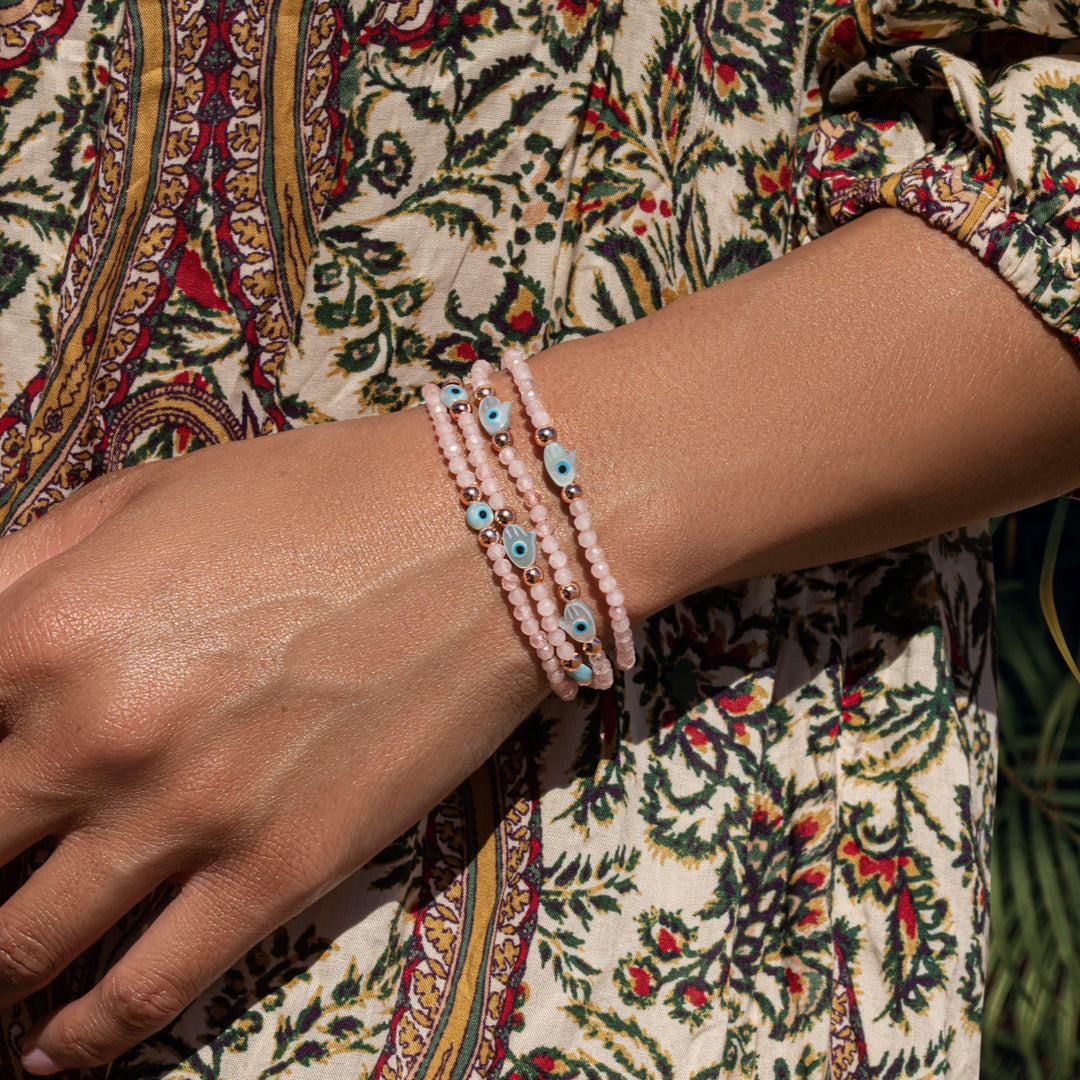 Vision of Love Rose Quartz Evil Eye Bracelet