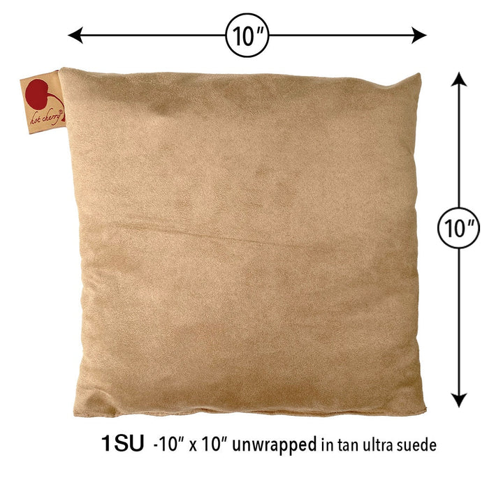 Square Cherry Stone Pillow in Tan Ultra-Suede
