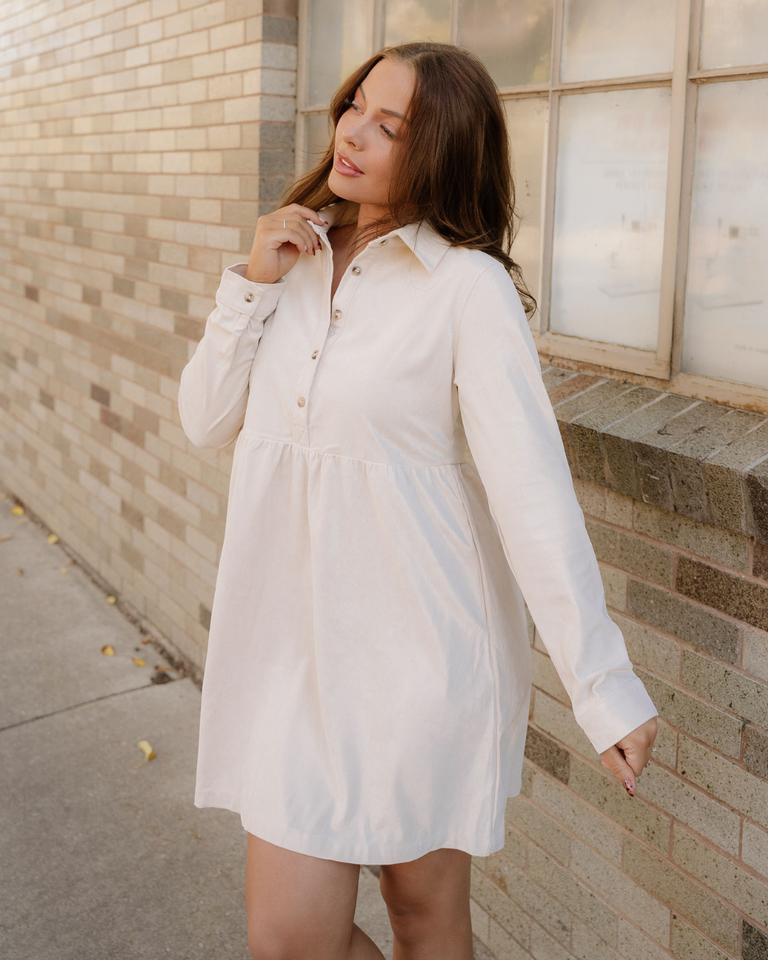 Abigail Corduroy Mini Dress | Collared Button Dress