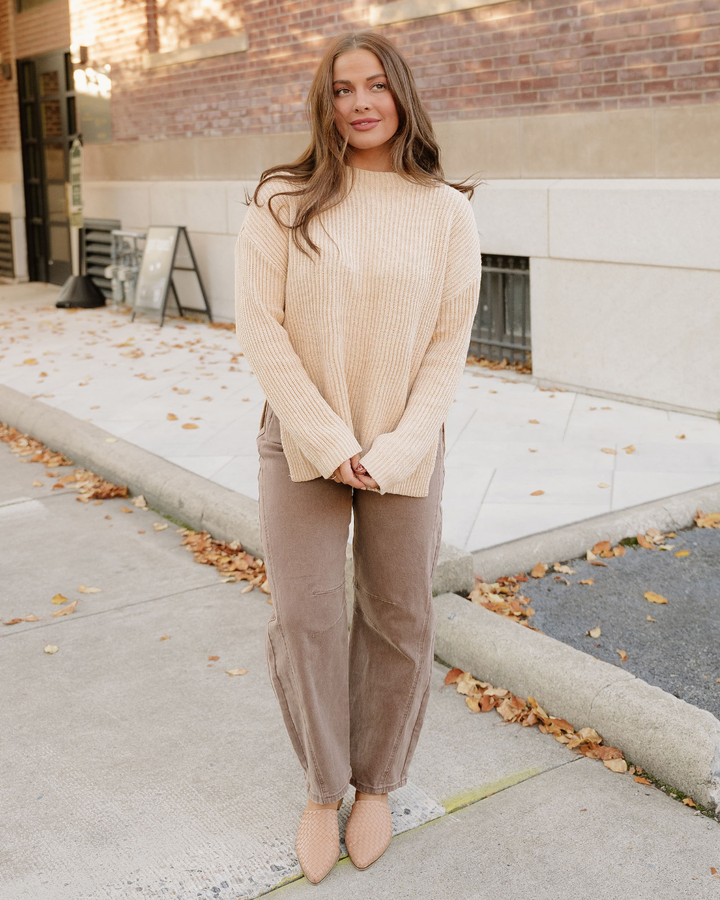 Lou Drop Shoulder Side Slits Loose Sweater