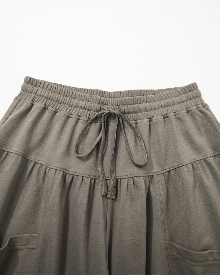 Fern Elastic Waist Drawstring Wide Leg Full Length Pants