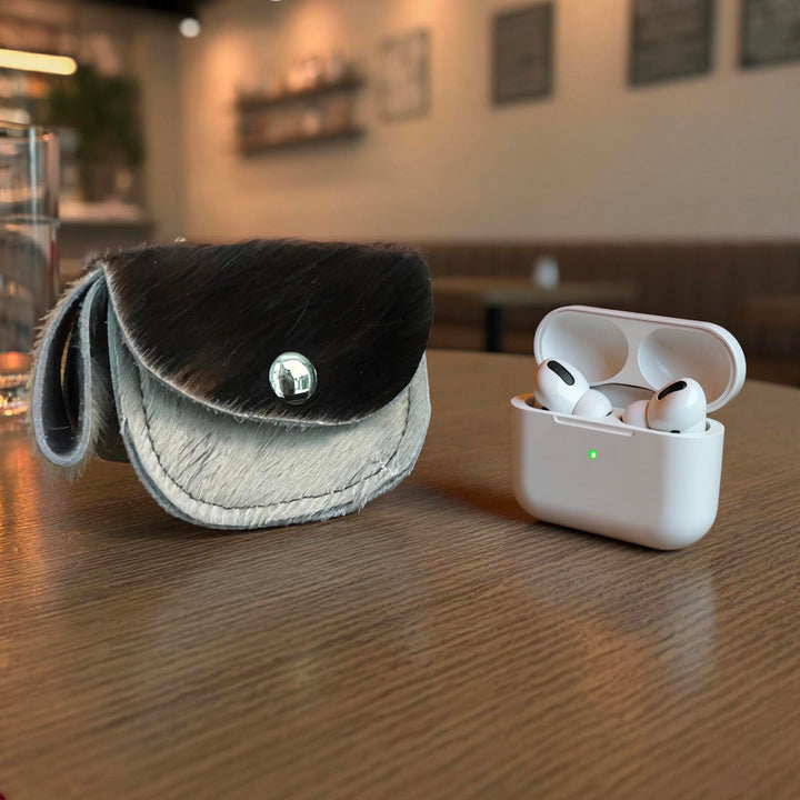 Two tone cow print coin purse pouch