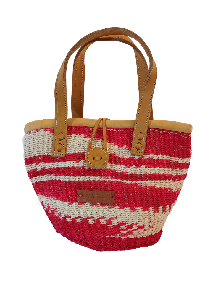 Brave Art Handmade Small Red and White Sisal Tote Bag