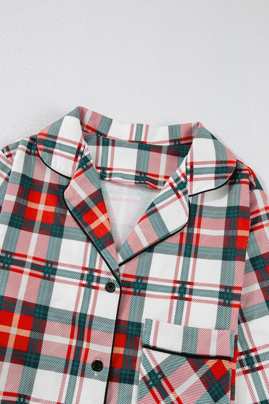 Christmas Plaid Two Piece Long Sleeve Pajamas Set
