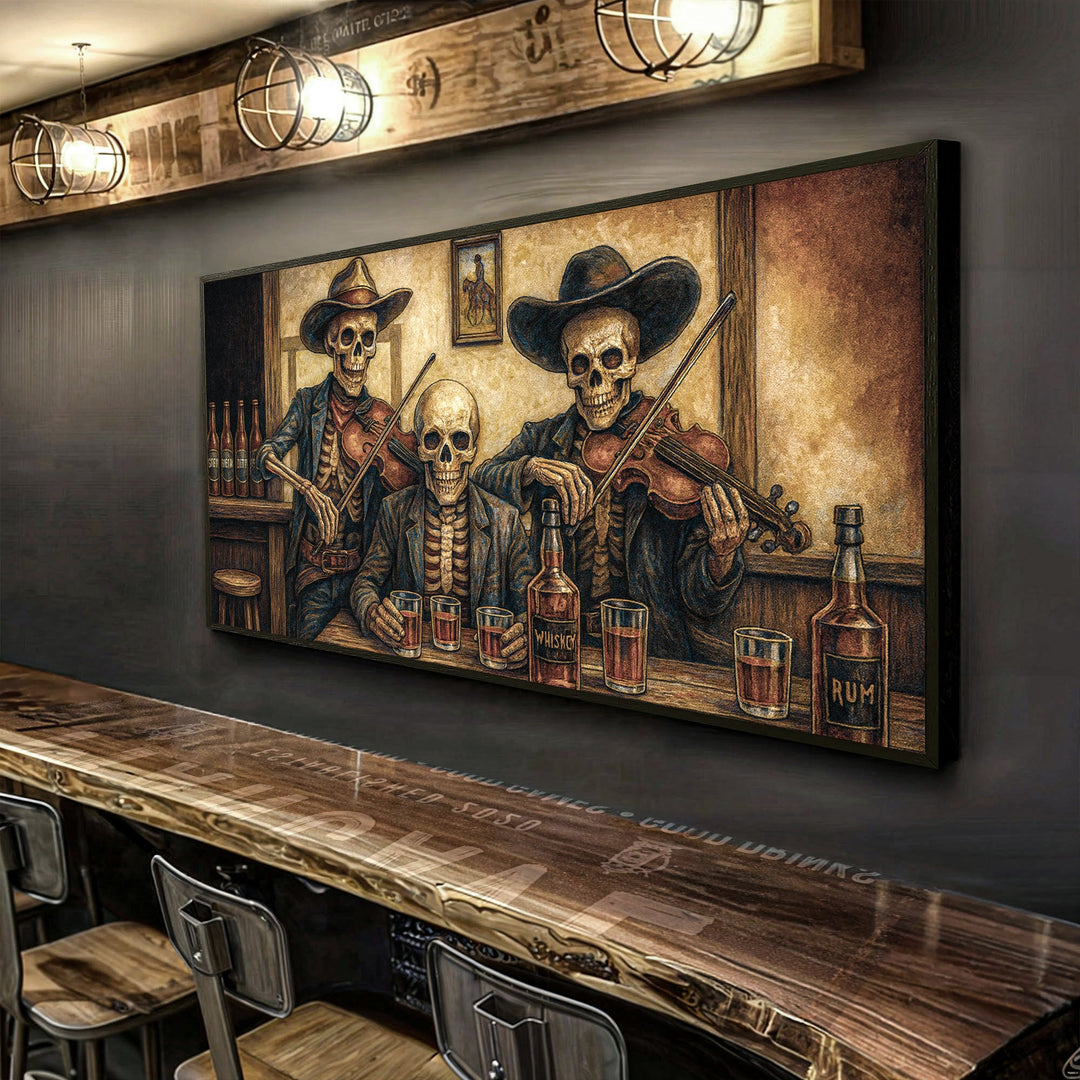 Cowboy Skeletons Western Bar Wall Art