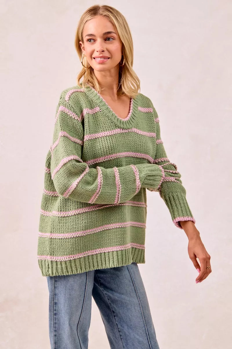 BiBi Striped Long Sleeve Sweater