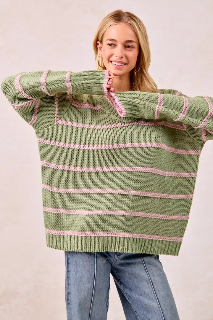BiBi Striped Long Sleeve Sweater