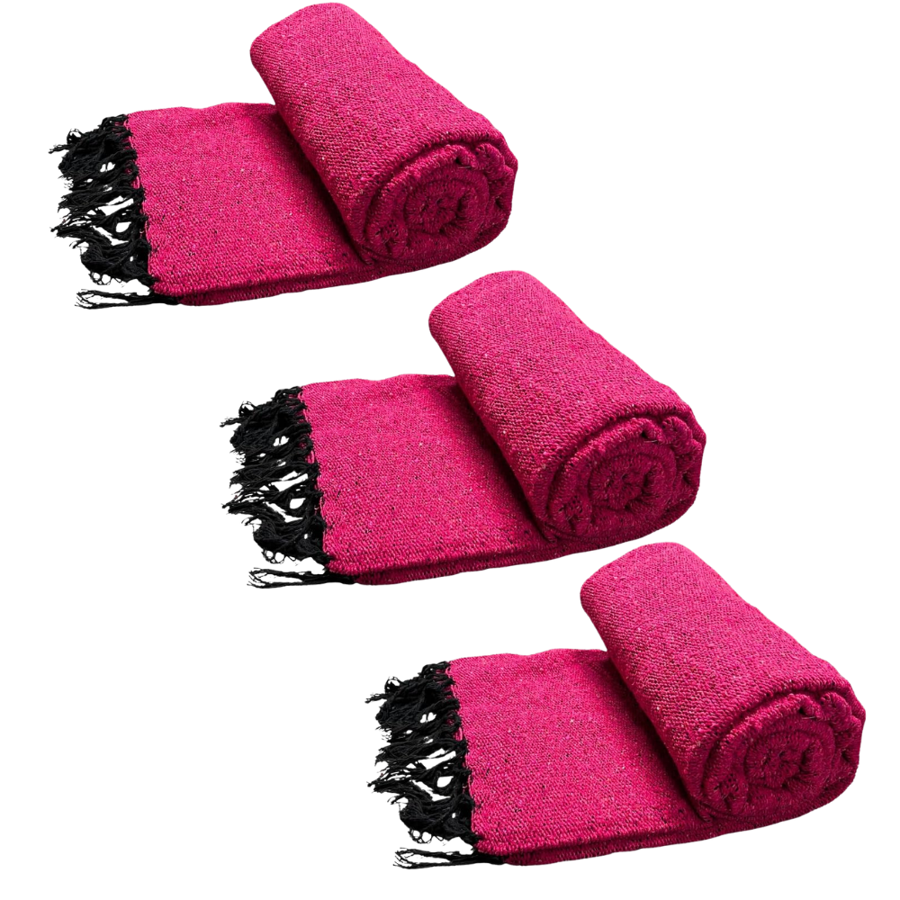Solid Hot Pink Mexican Blanket | BULK SAVINGS