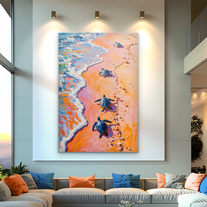 Turtles' Journey To The Sea Wall Art