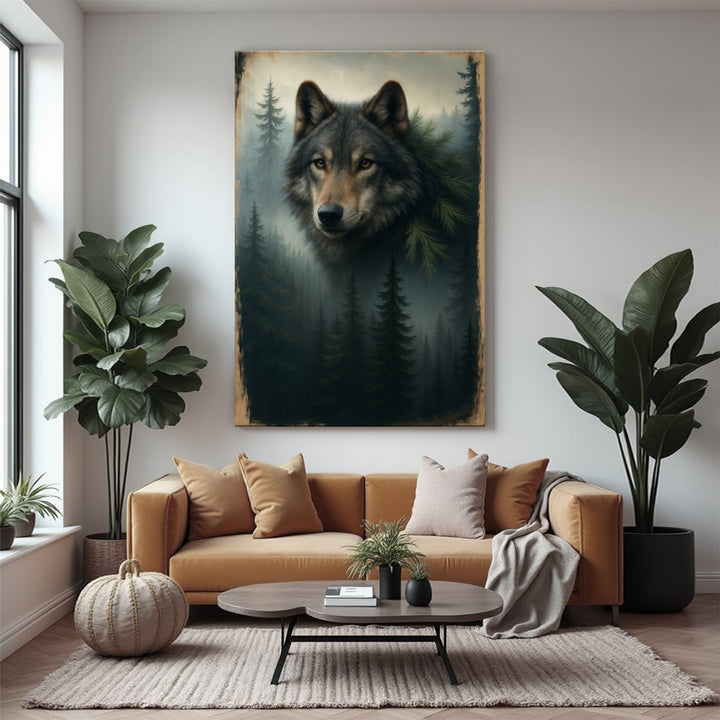 Wolf Double Exposure Wall Art V