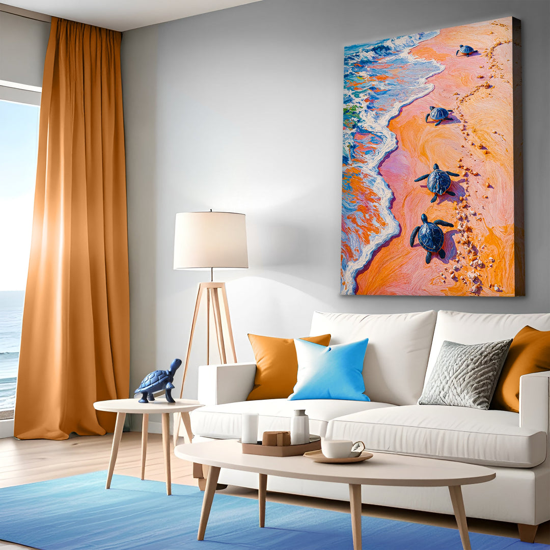 Turtles' Journey To The Sea Wall Art