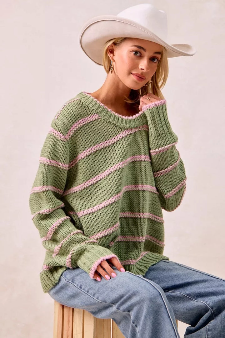 BiBi Striped Long Sleeve Sweater