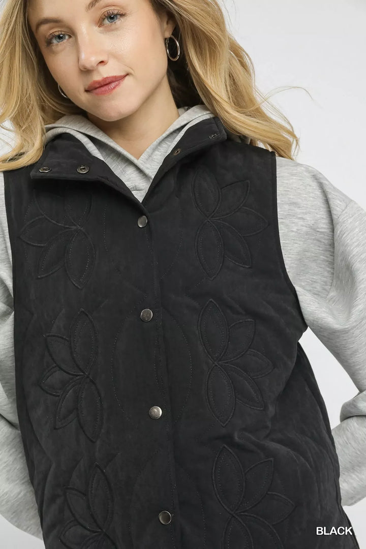 Umgee Quilted Embroidered Vest