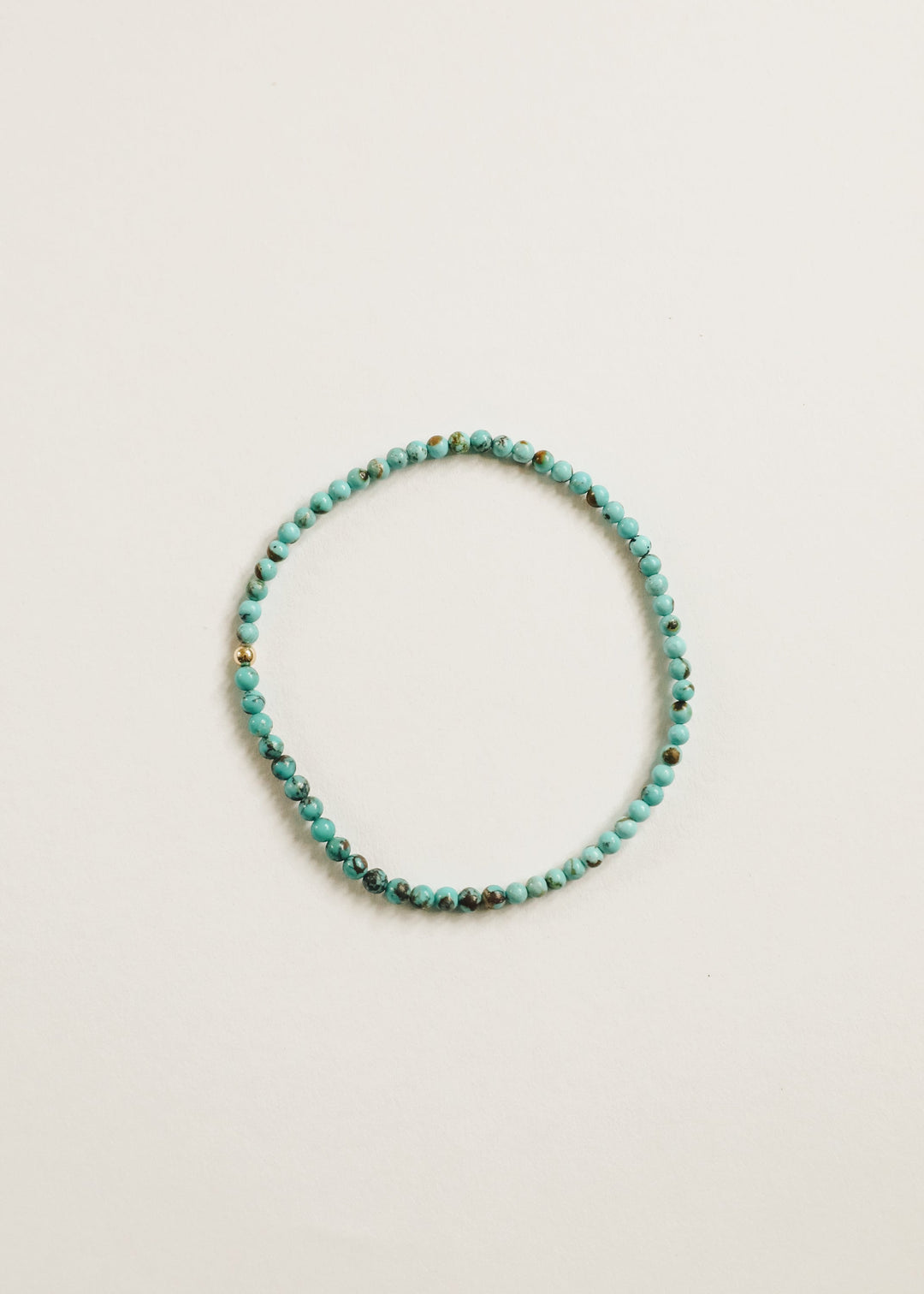 Natural Turquoise + 14K Gold Filled || Beaded Stretch Bracelet