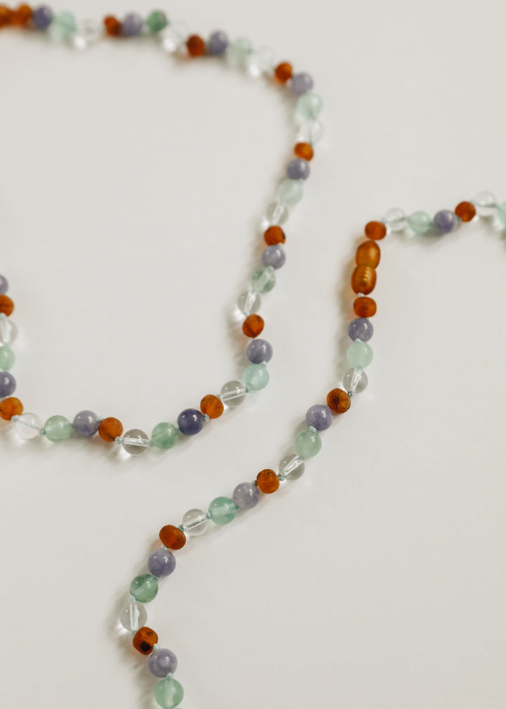 Baltic Sea Amber + Natural Gemstone || Anklet or Bracelet