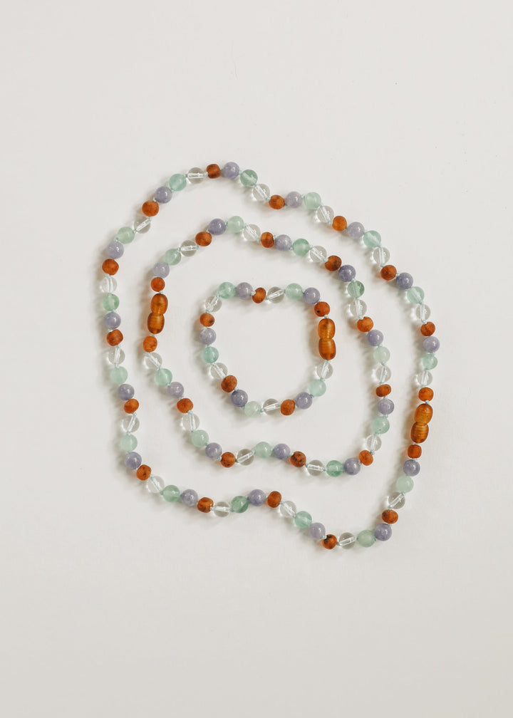 Baltic Sea Amber + Natural Gemstone || Anklet or Bracelet