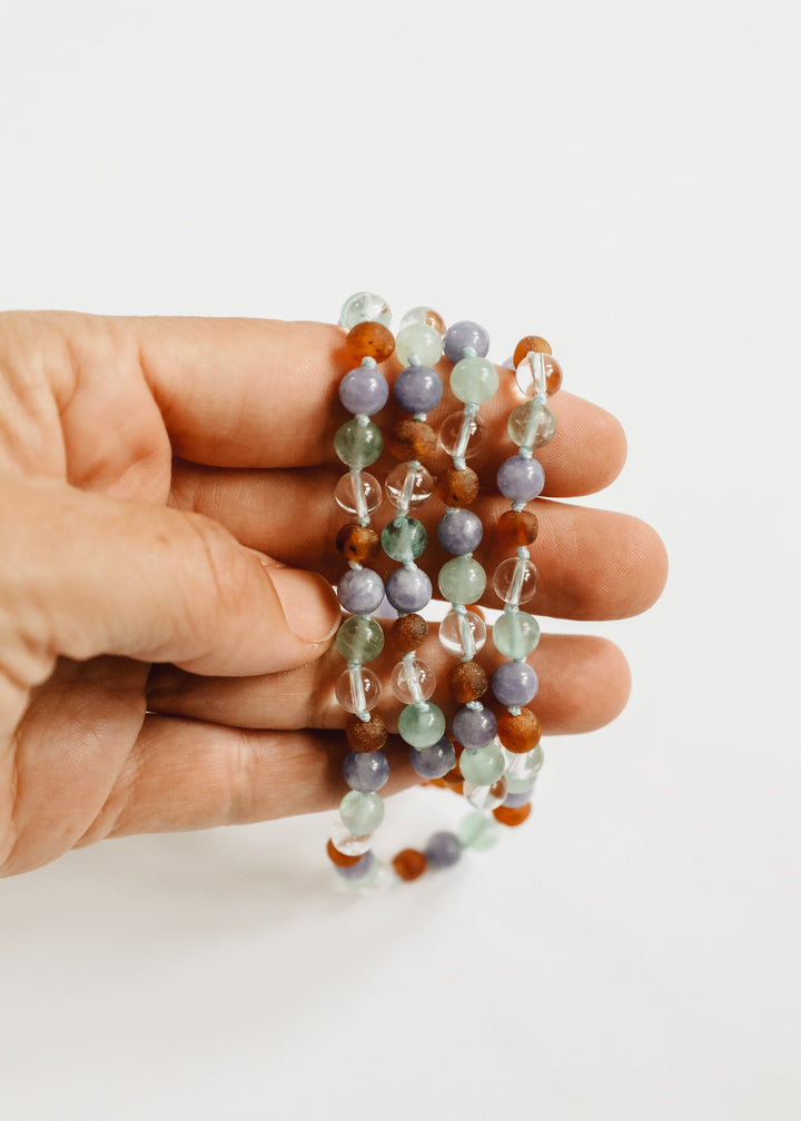 Baltic Sea Amber + Natural Gemstone || Anklet or Bracelet