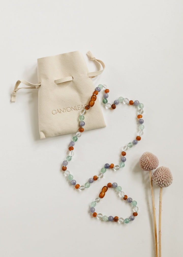 Baltic Sea Amber + Natural Gemstone || Anklet or Bracelet