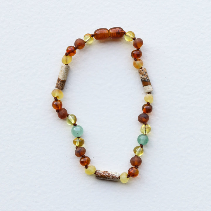 Baltic Sea Amber + Aventurine + Striped Agate || Necklace