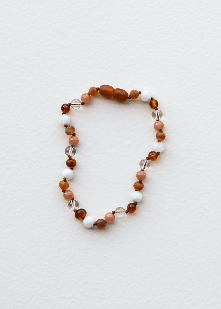 Baltic Sea Amber || Sunstone + Moonstone || Natural Gemstone Anklet or Bracelet