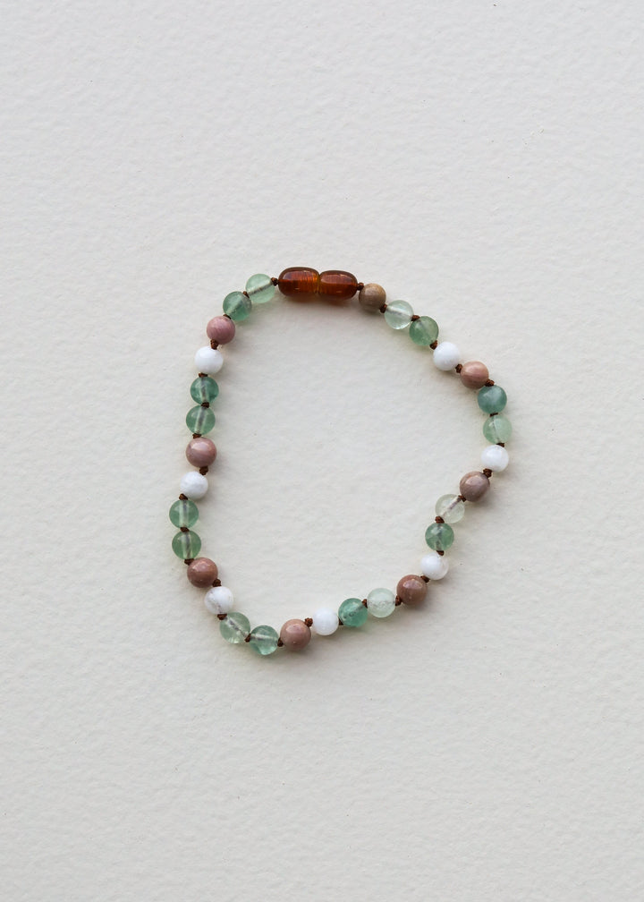 Fluorite + Moonstone + Rhodonite || Natural Gemstone Anklet or Bracelet