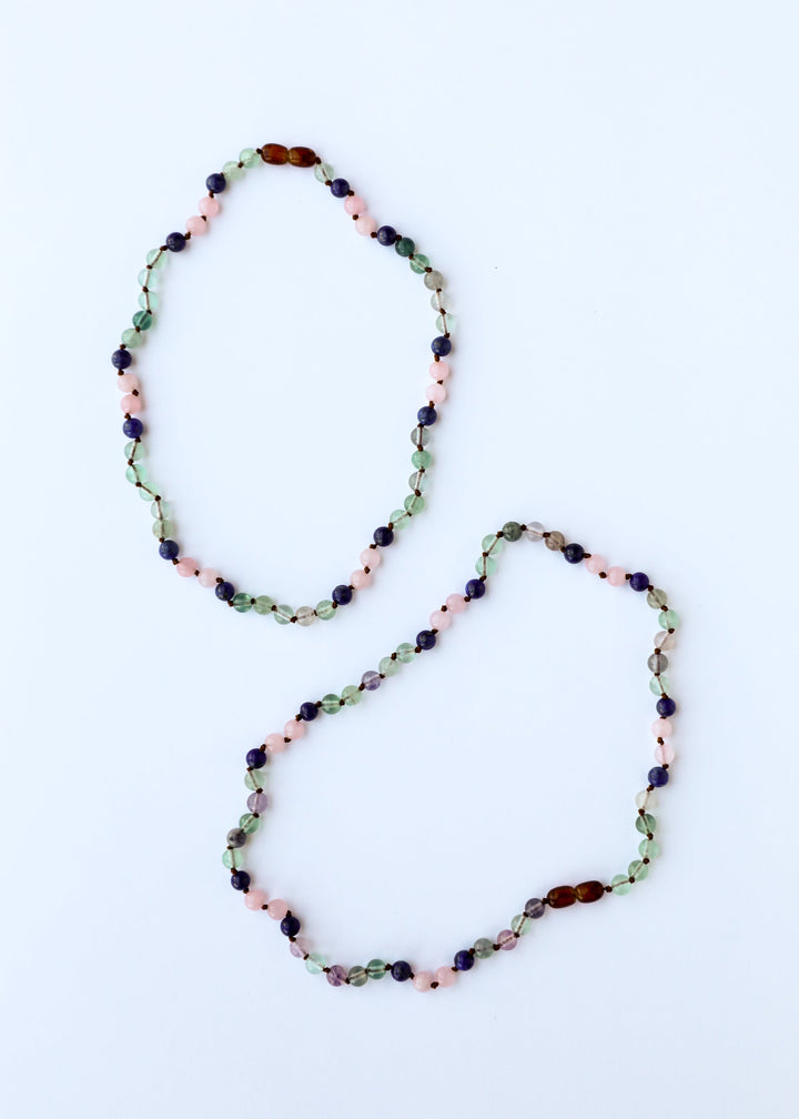 Fluorite + Lapis Lazuli + Rose Quartz || Gemstone Necklace