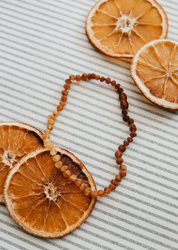Raw Baltic Amber + Sunflower || Necklace ||
