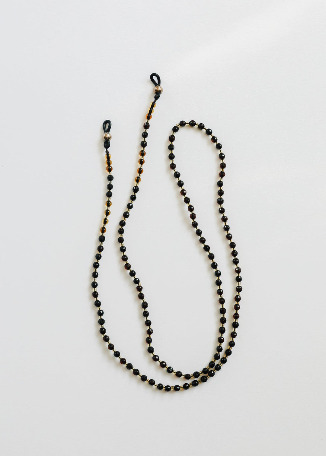 Baltic Sea Amber + Gemstone || Beaded Eyeglass Necklace - Natural Black
