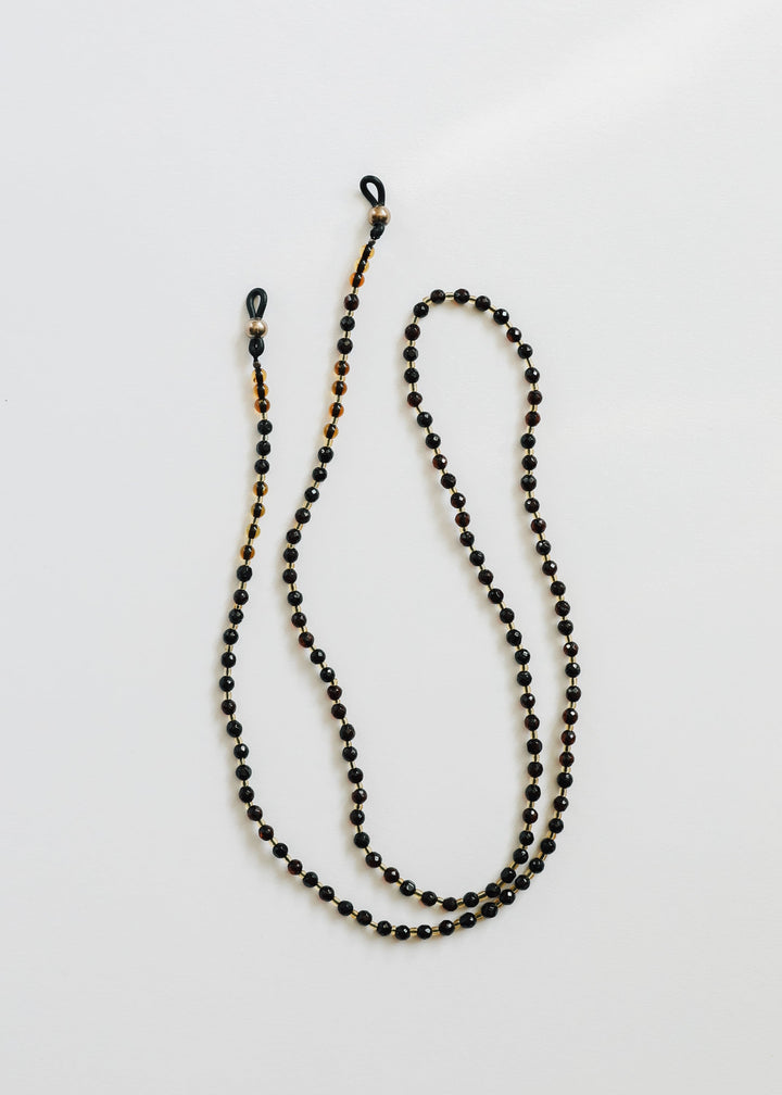 Baltic Sea Amber + Gemstone || Beaded Eyeglass Necklace - Natural Black