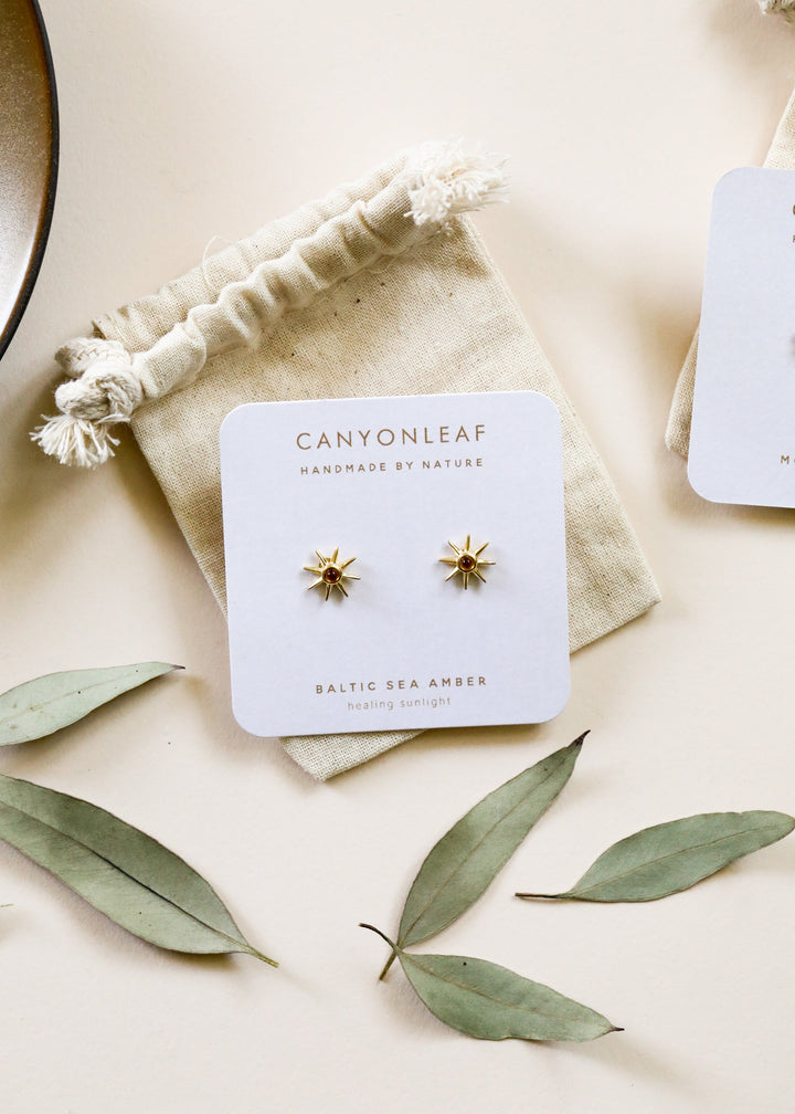 18K Gold Vermeil + Baltic Sea Amber || Sunshine Earrings 