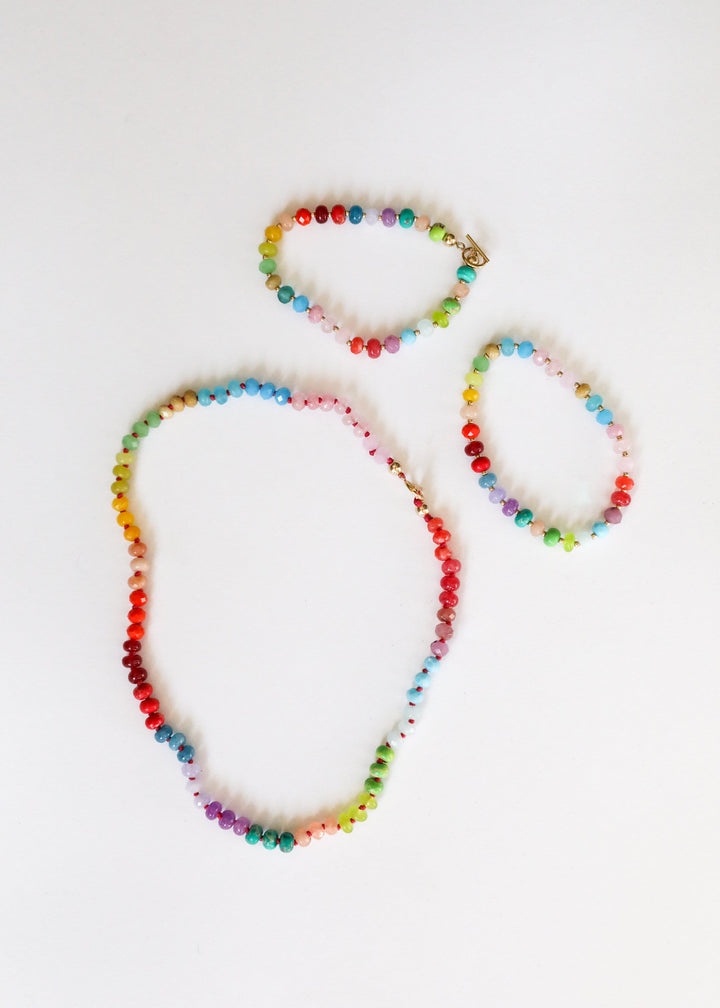 Natural Gemstone Bracelet + 14k Gold Filled Toggle : Skyline