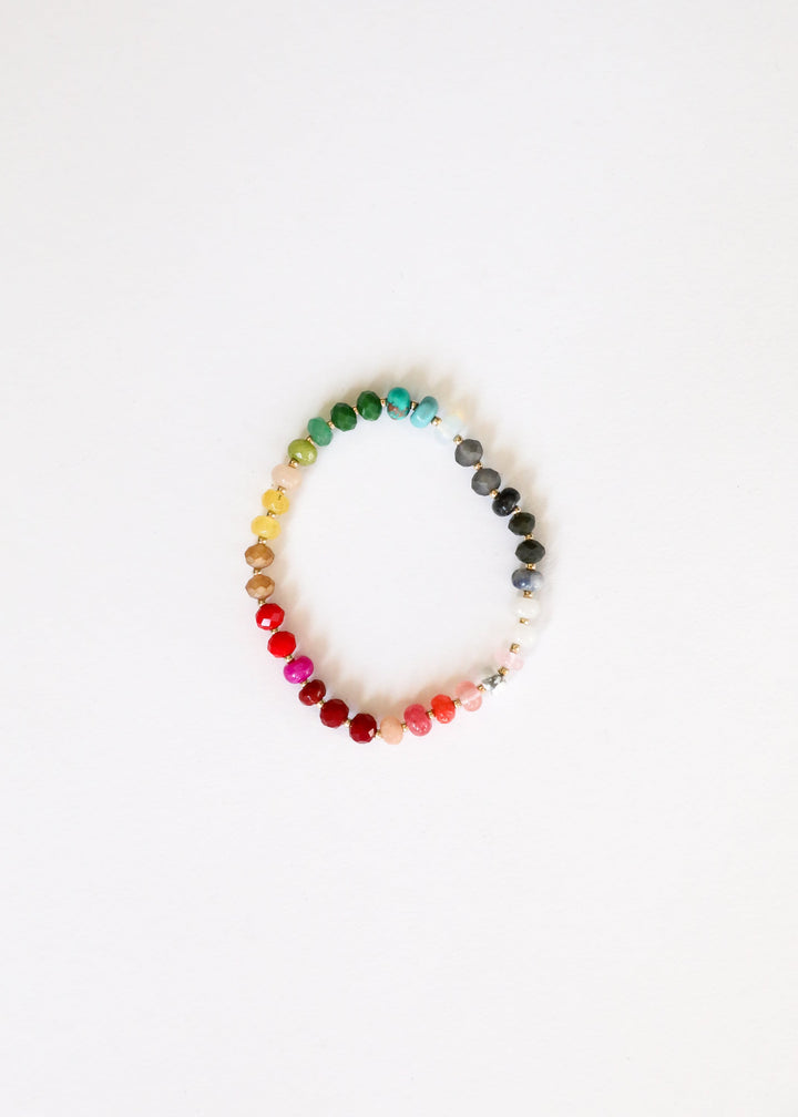 Natural Gemstone Bracelet + 14k Gold Filled Toggle : Paradise