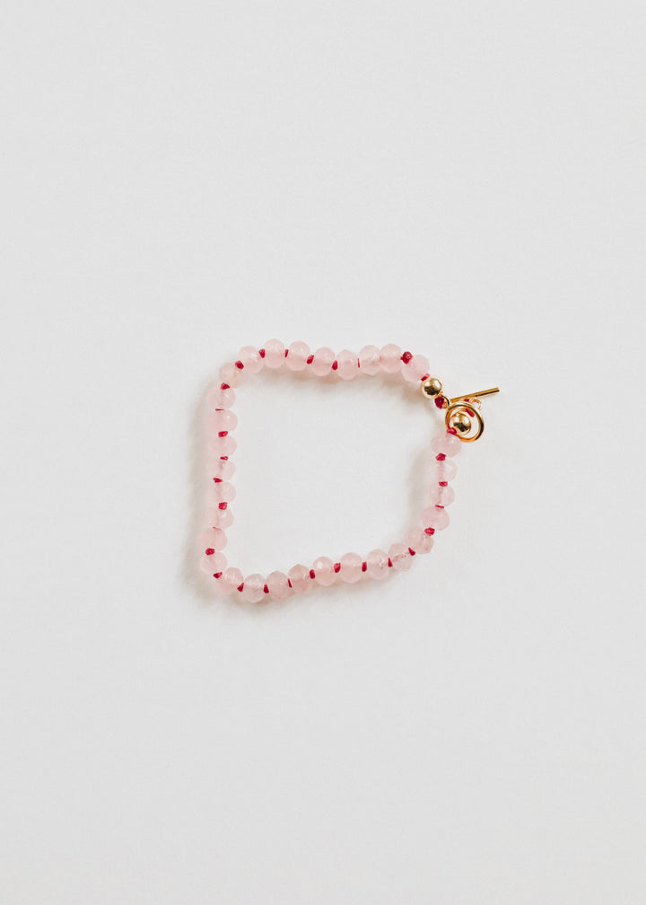 Natural Rose Quartz + 14k Gold Filled Toggle || Gemstone Bracelet