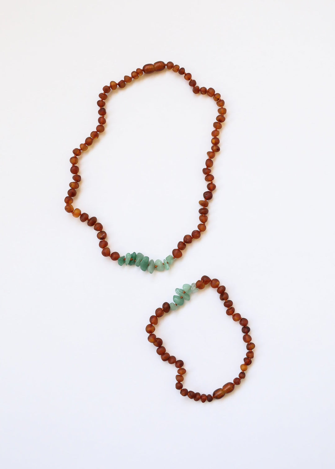 Raw Cognac Baltic Amber + Raw Aventurine || Necklace