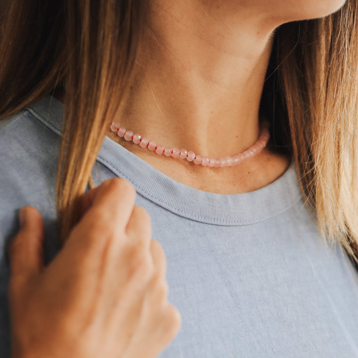 Natural Rose Quartz + 14k Gold Filled Toggle || Gemstone Necklace