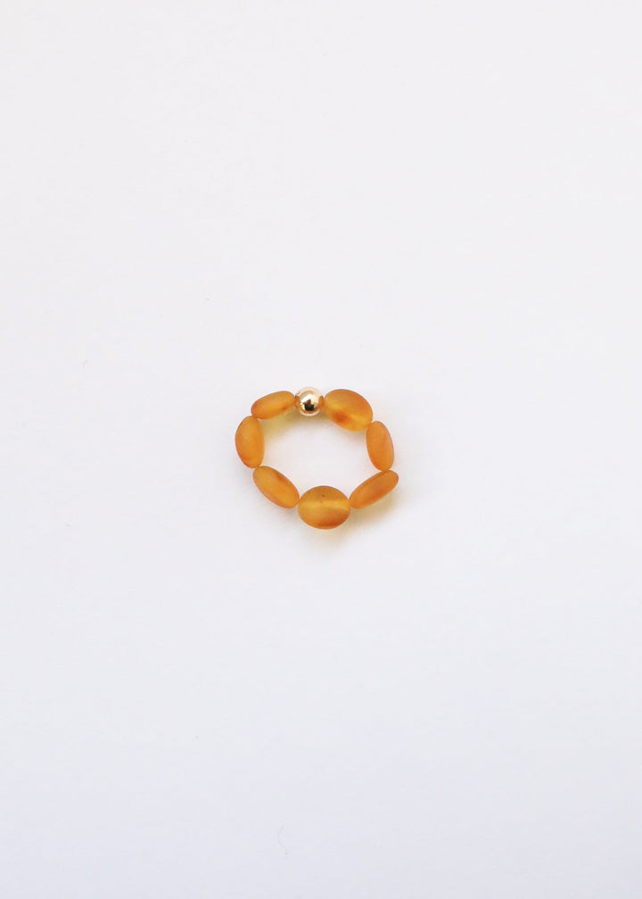 Raw Honey Baltic Amber + 14K Gold Filled || Beaded Ring Stack