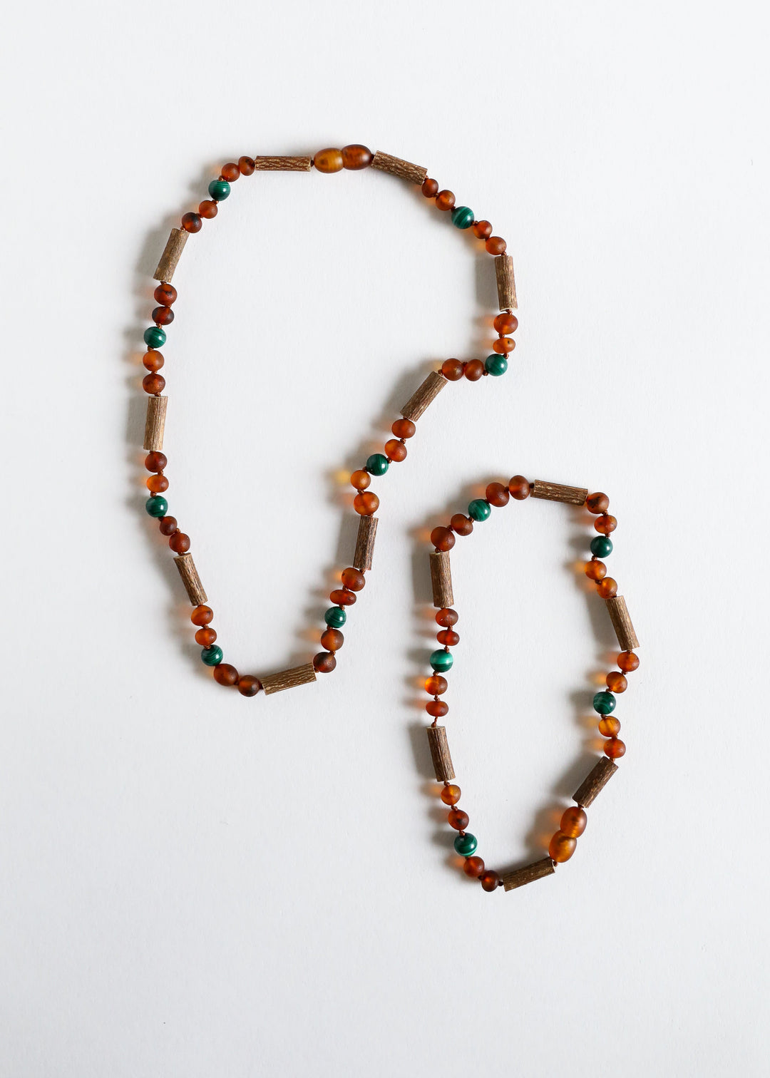 Hazelwood || Raw Cognac Baltic Amber + Malachite || Necklace