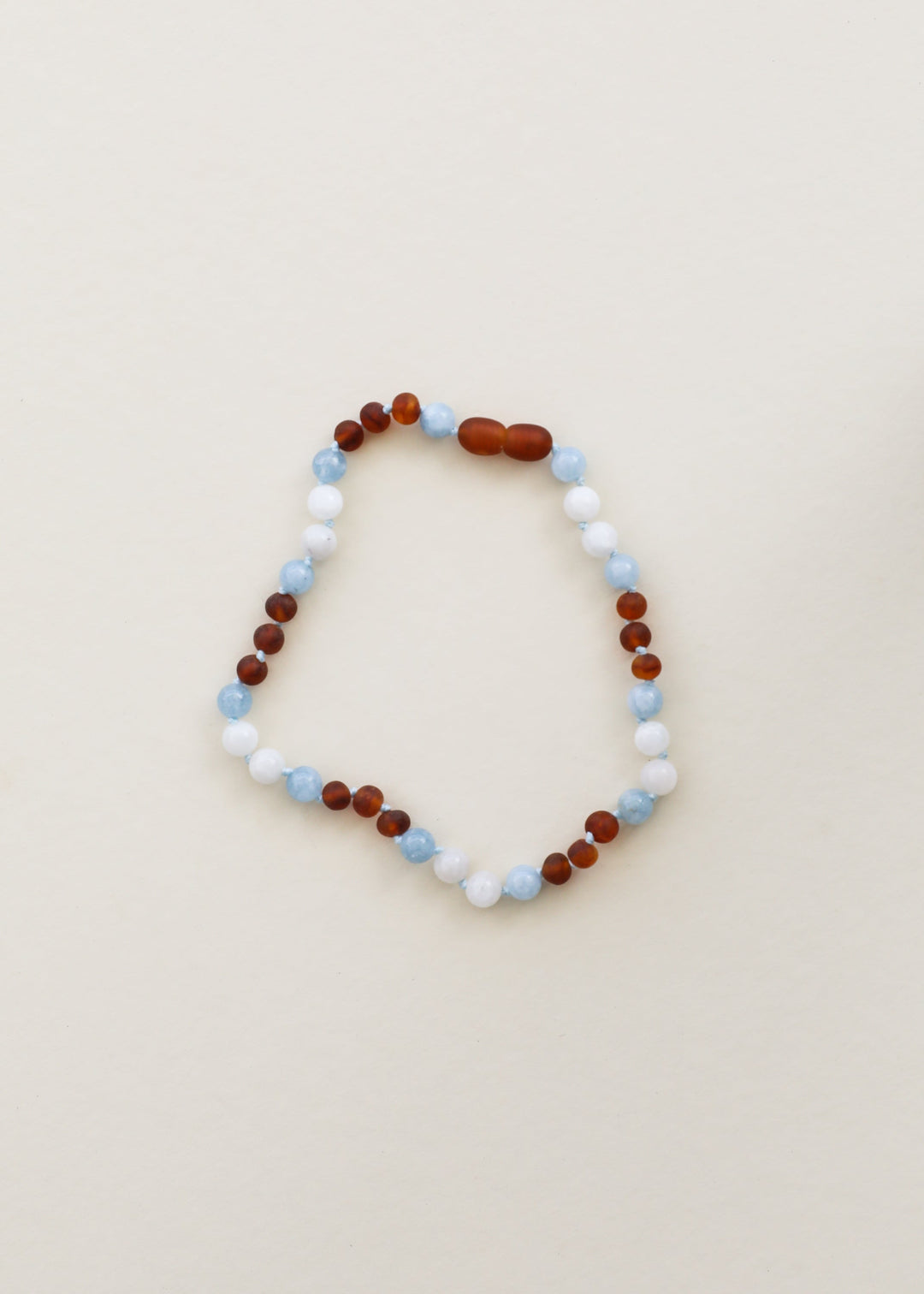 Raw Cognac Baltic Sea Amber + Moonstone + Aquamarine || Gemstone Necklace