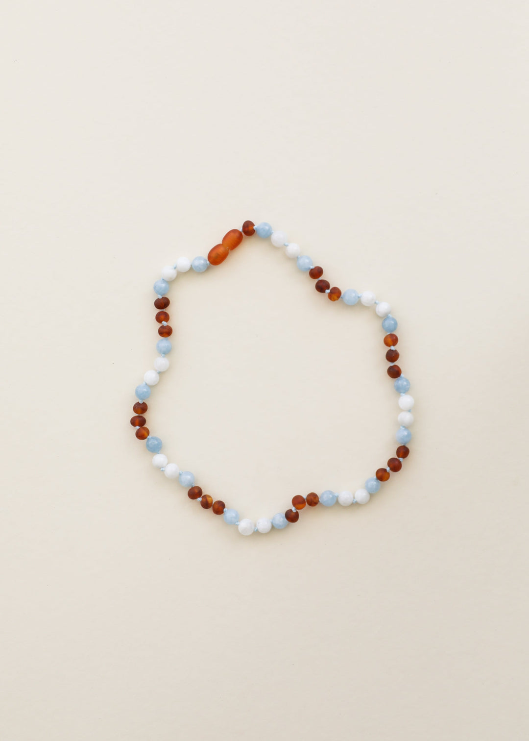 Raw Cognac Baltic Sea Amber + Moonstone + Aquamarine || Gemstone Necklace