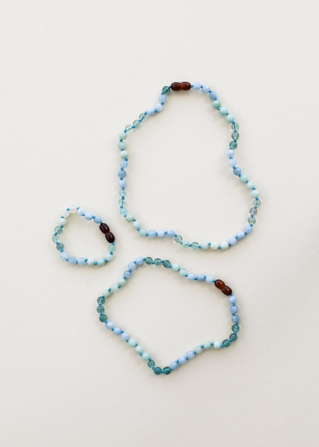 Amazonite + Aquamarine + Fluorite || Gemstone Necklace
