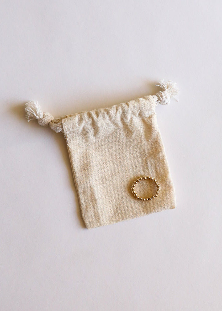 14k Gold Filled || Beaded Stretch Ring || Stackable