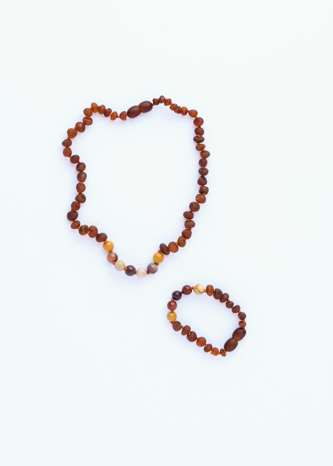 Raw Cognac Baltic Amber + Mookaite Jasper || Necklace