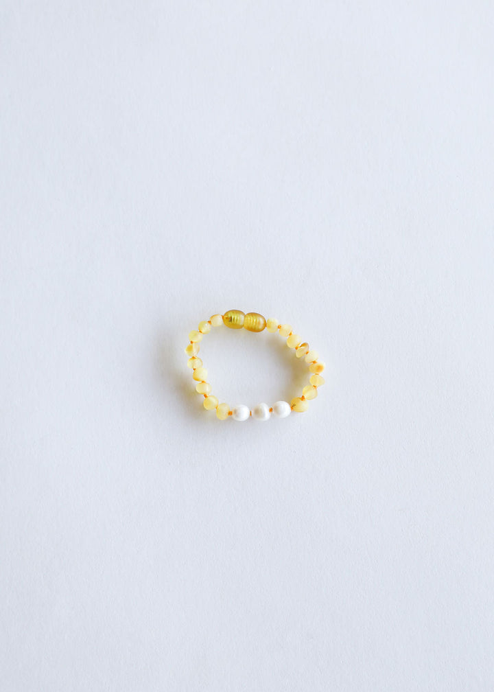 Raw Honey Baltic Amber + Pearls || Anklet or Bracelet