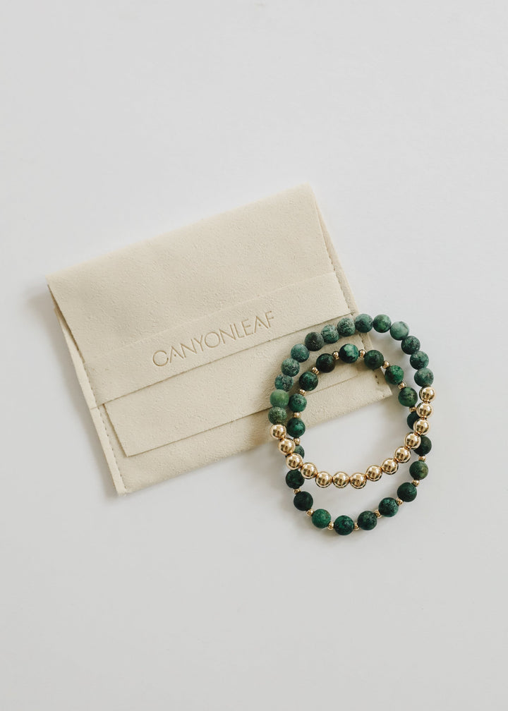 Turquoise Jasper :14k Gold Filled Sun + Moon || Adult Bracelets