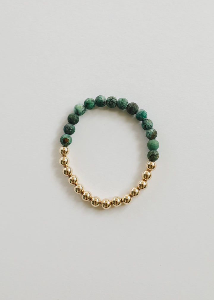 Turquoise Jasper :14k Gold Filled Sun + Moon || Adult Bracelets