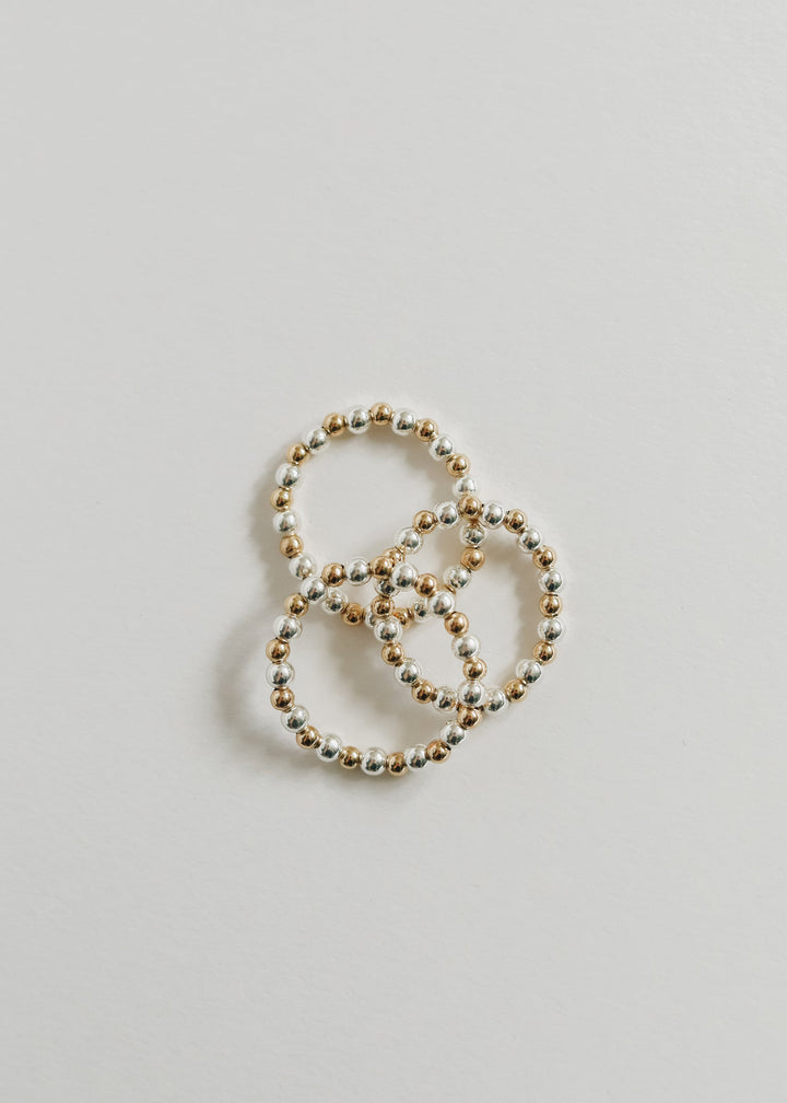 Sterling Silver + 14k Gold Filled || Beaded Stretch Ring